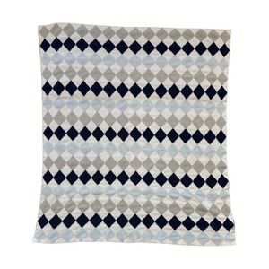 Nordstrom Baby Navy Light Blue White Diamond Argyle Knitted Kids Blanket Lovey
